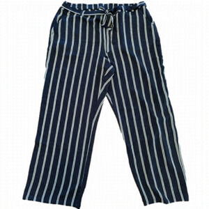 Laura Kent Sheer Navy striped wide leg pants, beach coverage,   Sz16